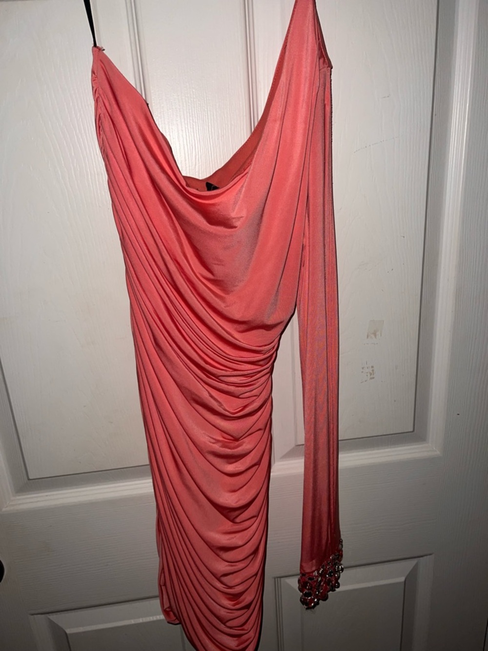 City Triangles Coral One-Shoulder Cocktail Dress